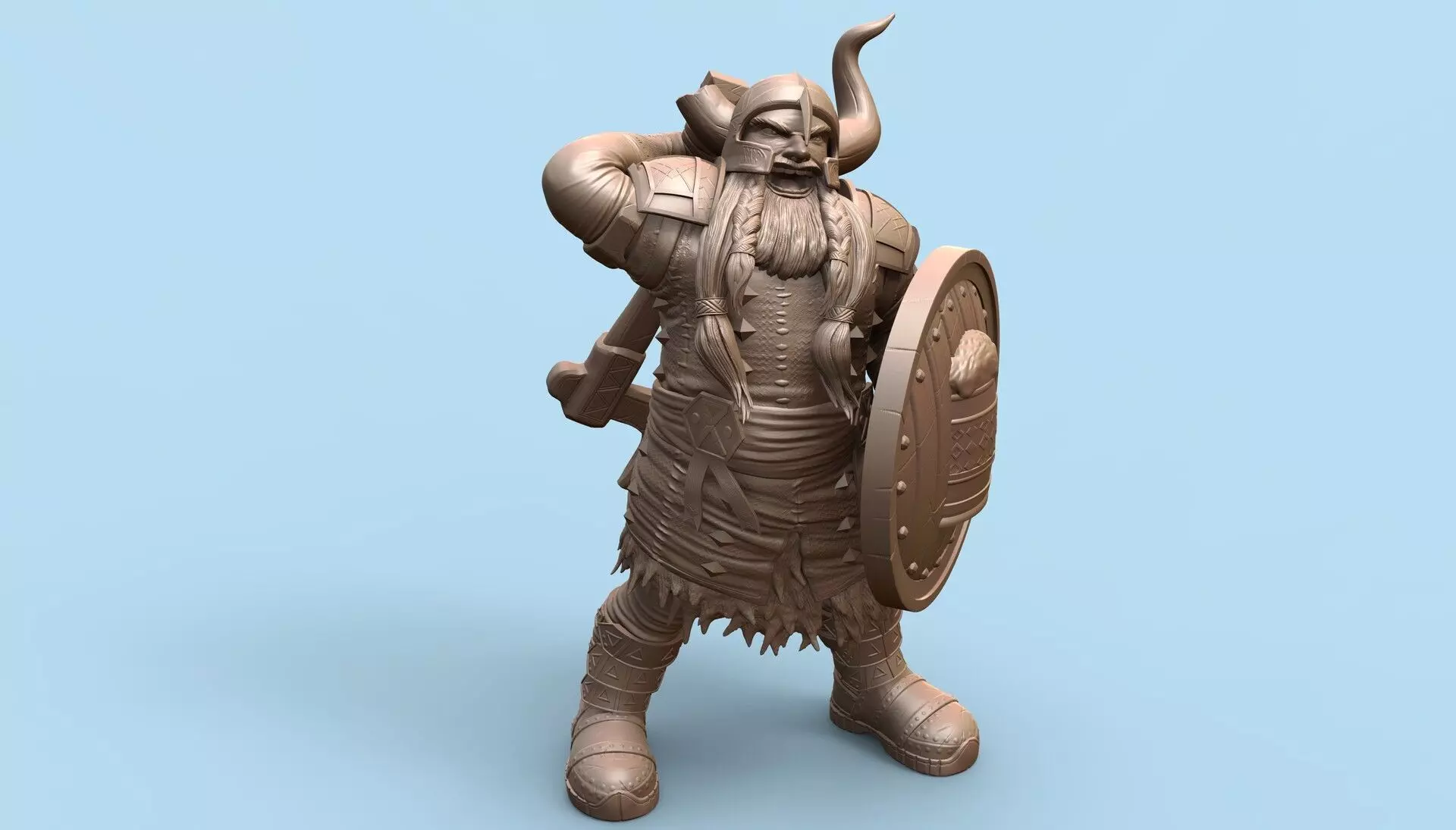 Dwarf Fighter - Bruenor Battlehammer 3D print model_0