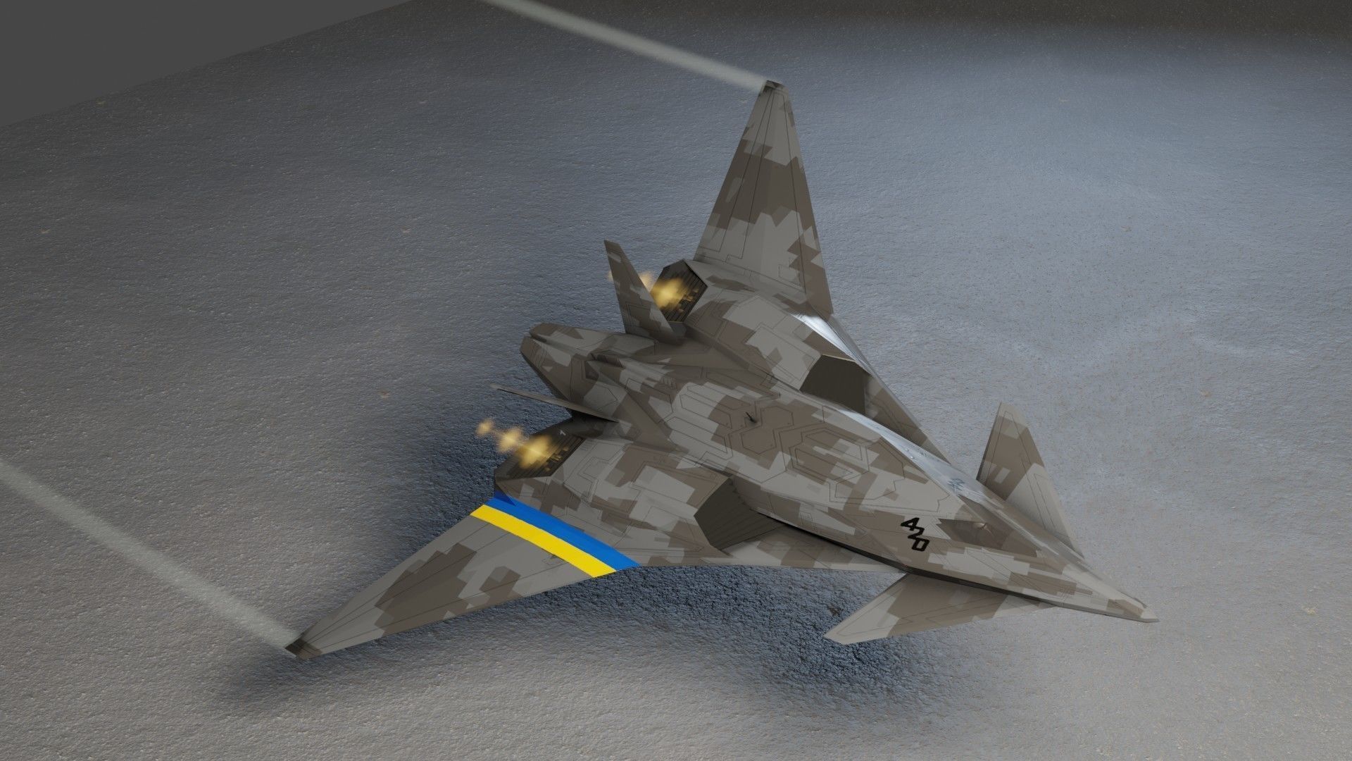 I-19 Ravenclaw stealth fighter jet Low-poly 3D model_12