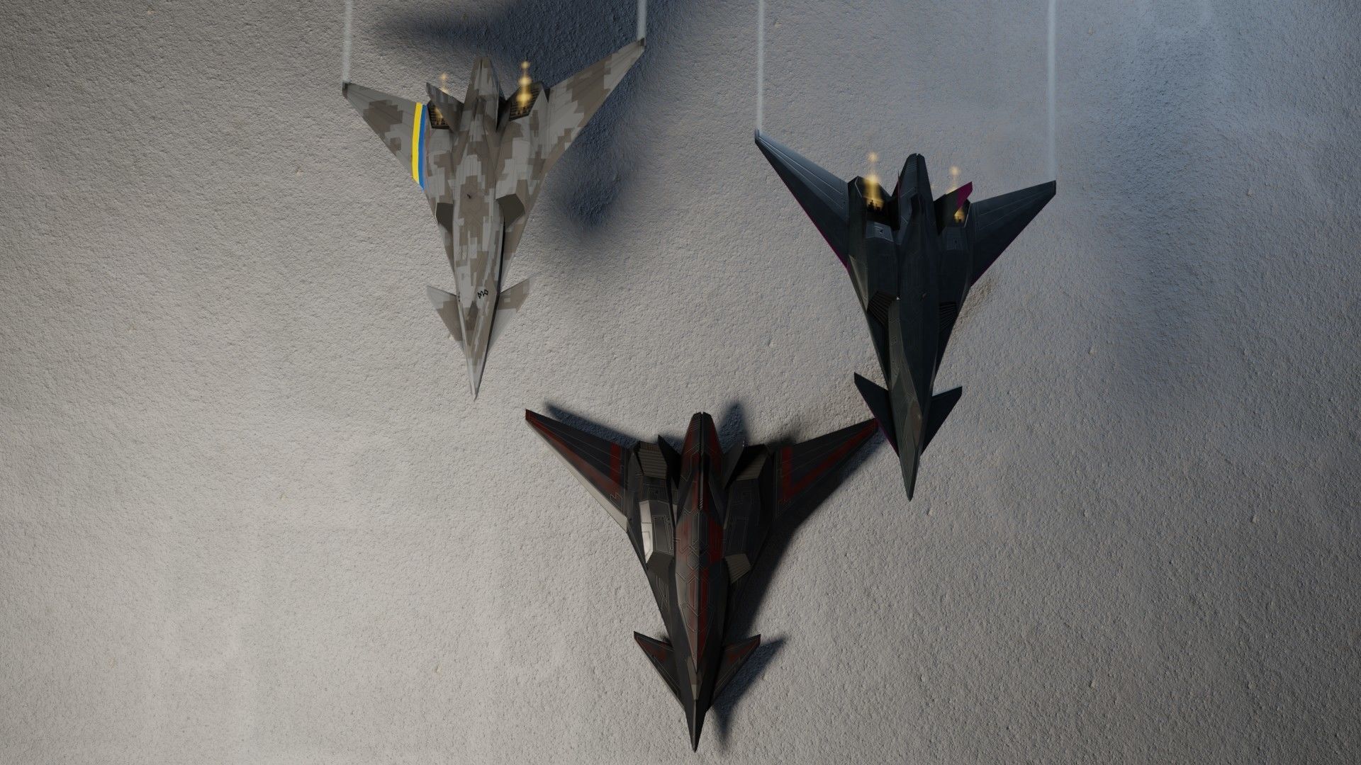 I-19 Ravenclaw stealth fighter jet Low-poly 3D model_6