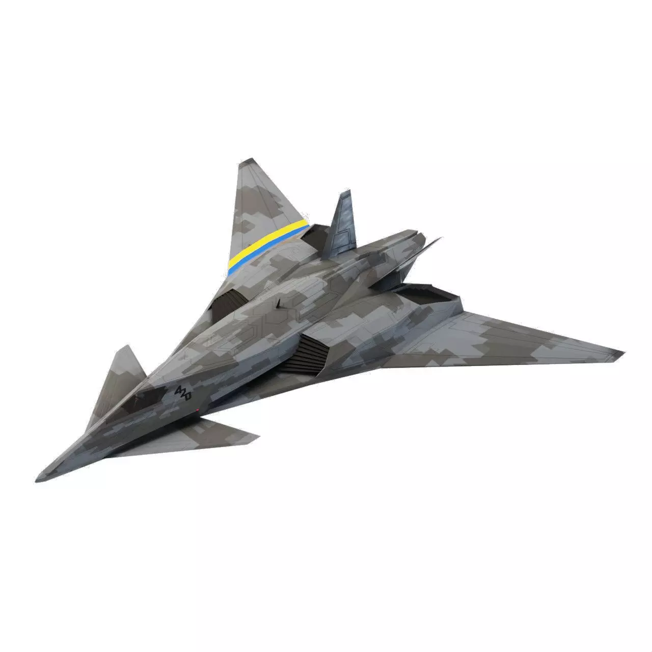 I-19 Ravenclaw stealth fighter jet Low-poly 3D model_0