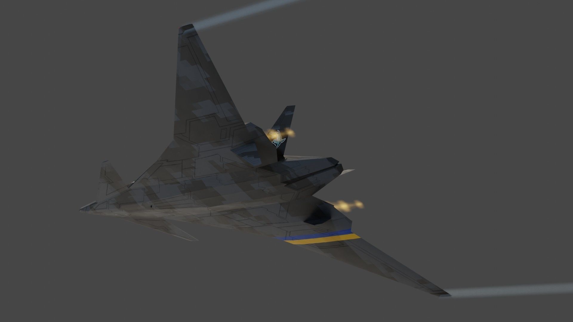 I-19 Ravenclaw stealth fighter jet Low-poly 3D model_13