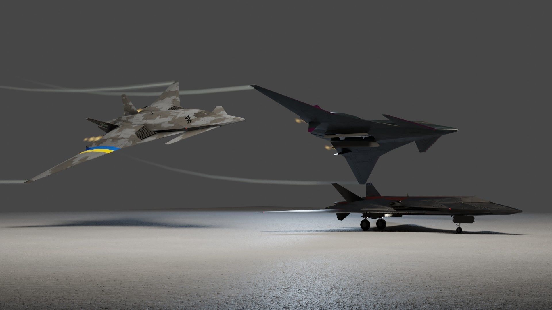 I-19 Ravenclaw stealth fighter jet Low-poly 3D model_4