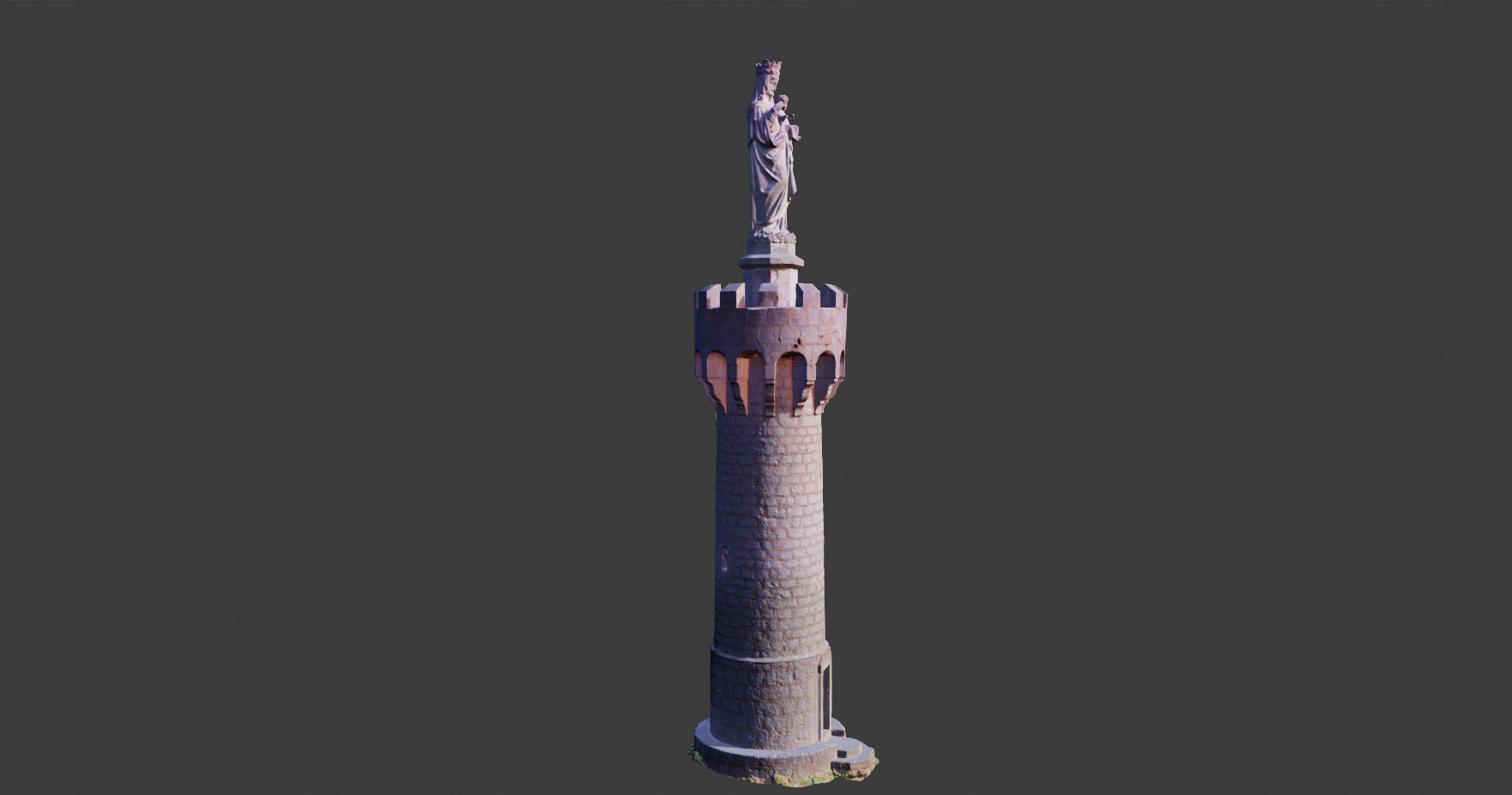 PBR Tower Old Monument Statue Photoscan Low-poly 3D model_4