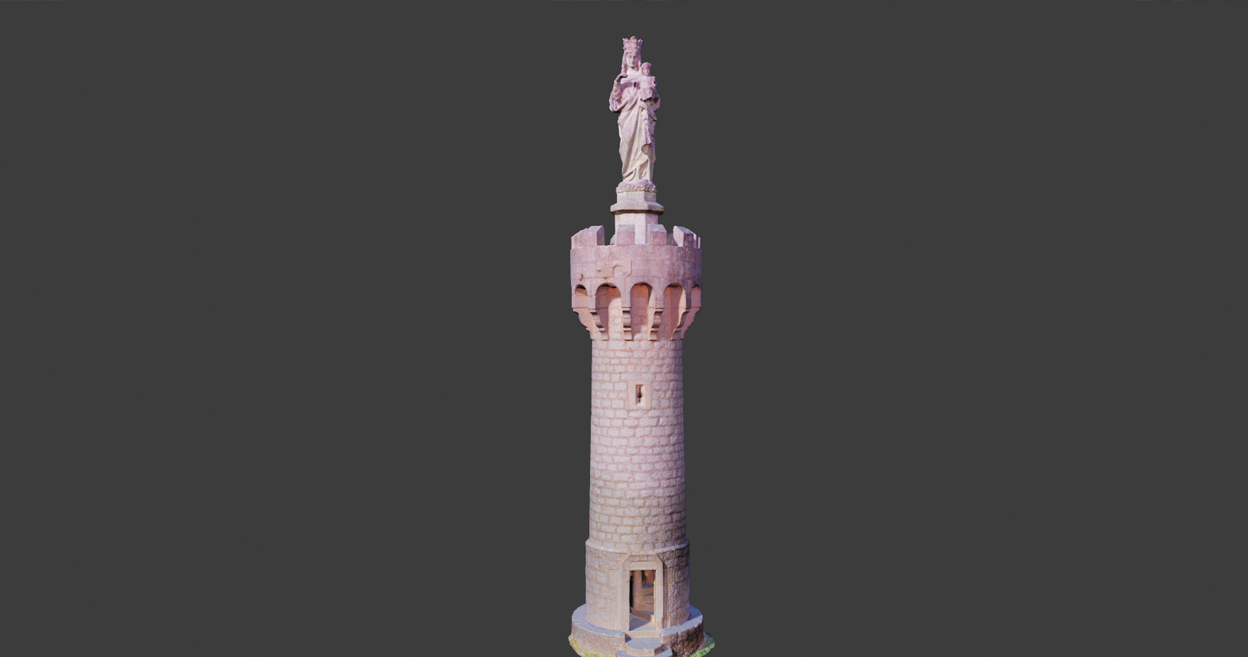 PBR Tower Old Monument Statue Photoscan Low-poly 3D model_1