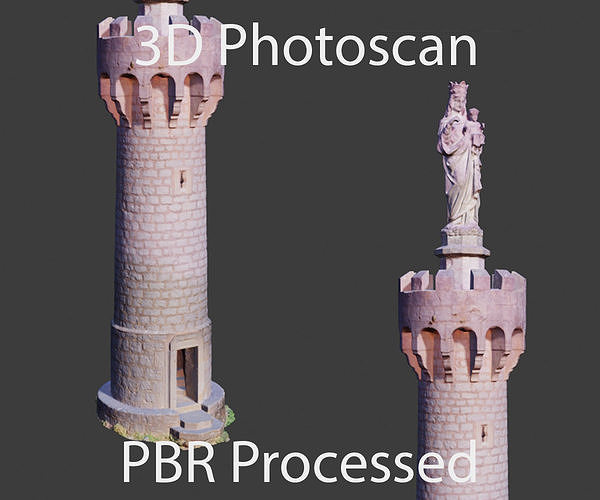 PBR Tower Old Monument Statue Photoscan Low-poly 3D model