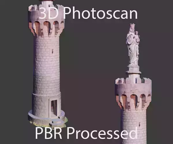 PBR Tower Old Monument Statue Photoscan Low-poly 3D model