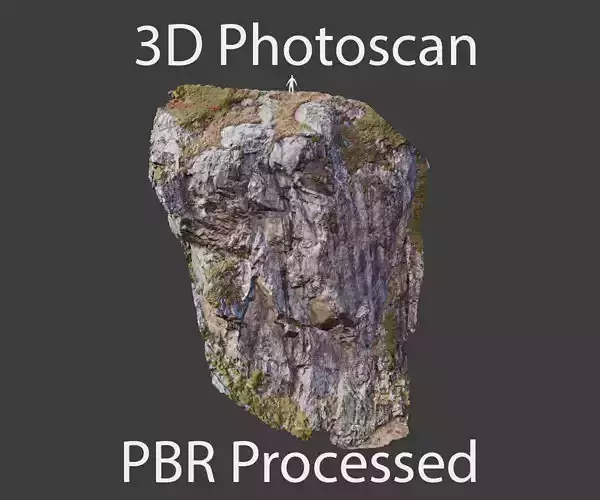 PBR Mountain Cliff  Boulder Alps Scan Low-poly 3D model