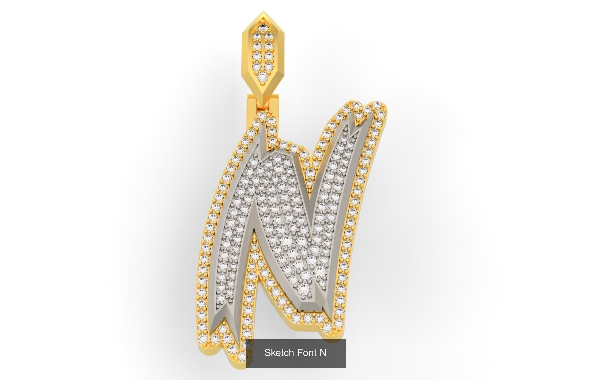 Sketch Font A-Z 3D Model Collection_16