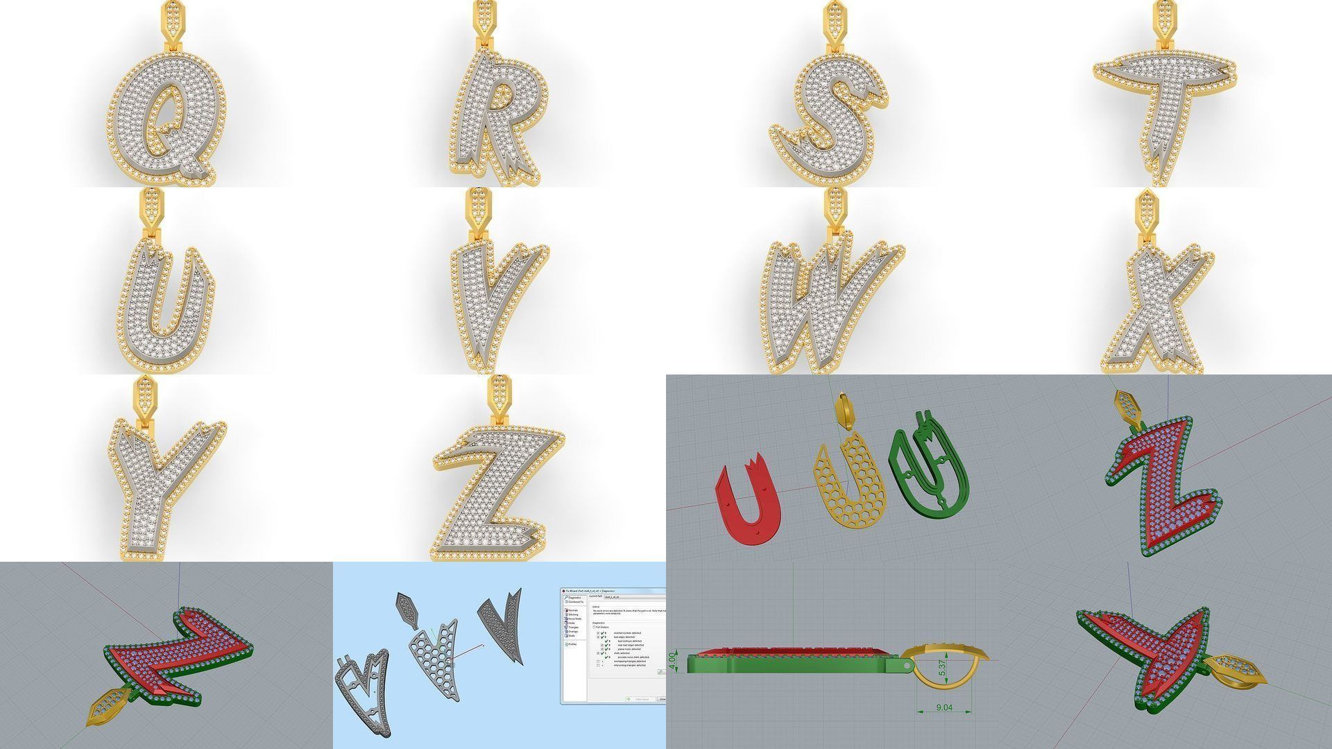 Sketch Font A-Z 3D Model Collection_1