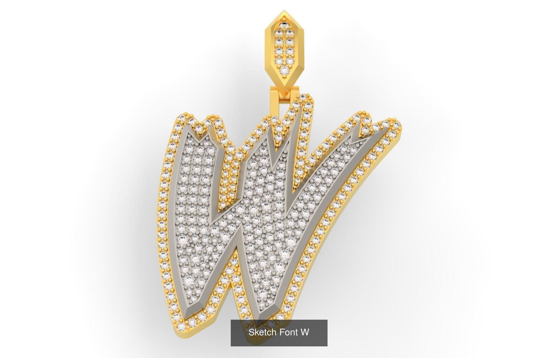 Sketch Font A-Z 3D Model Collection_25