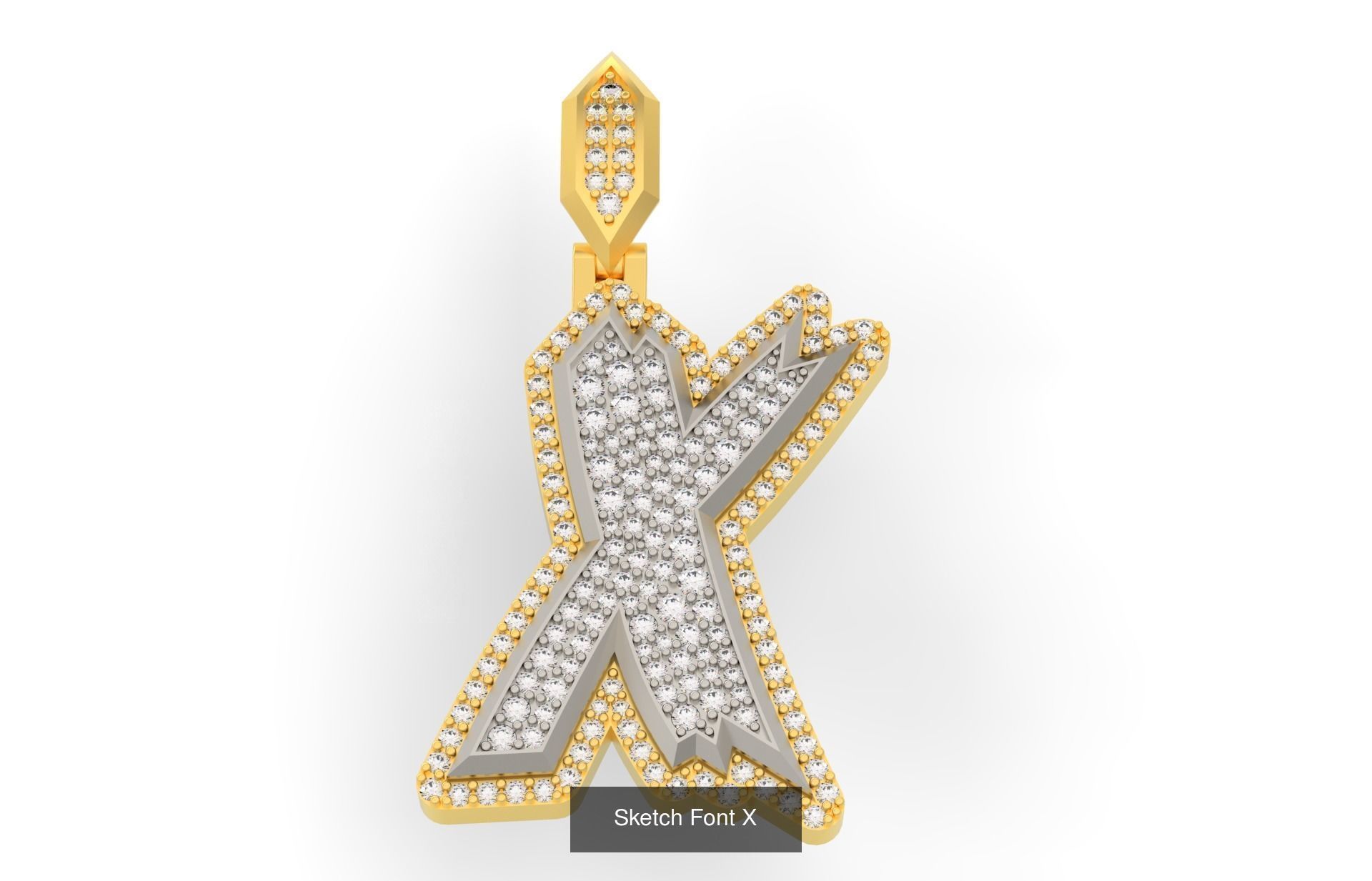 Sketch Font A-Z 3D Model Collection_26