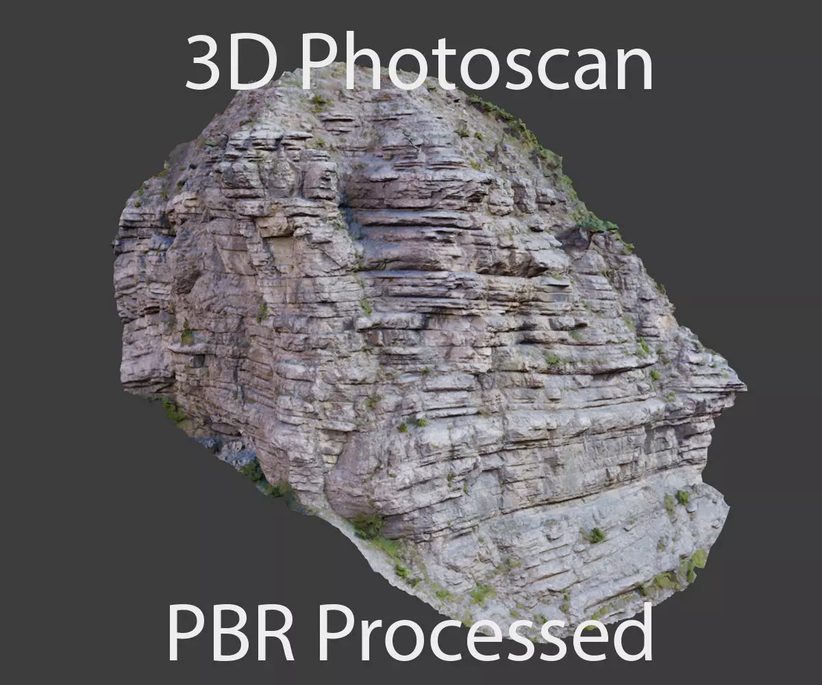 PBR Mountain Cliff Sediment  Alps Scan Low-poly 3D model_0