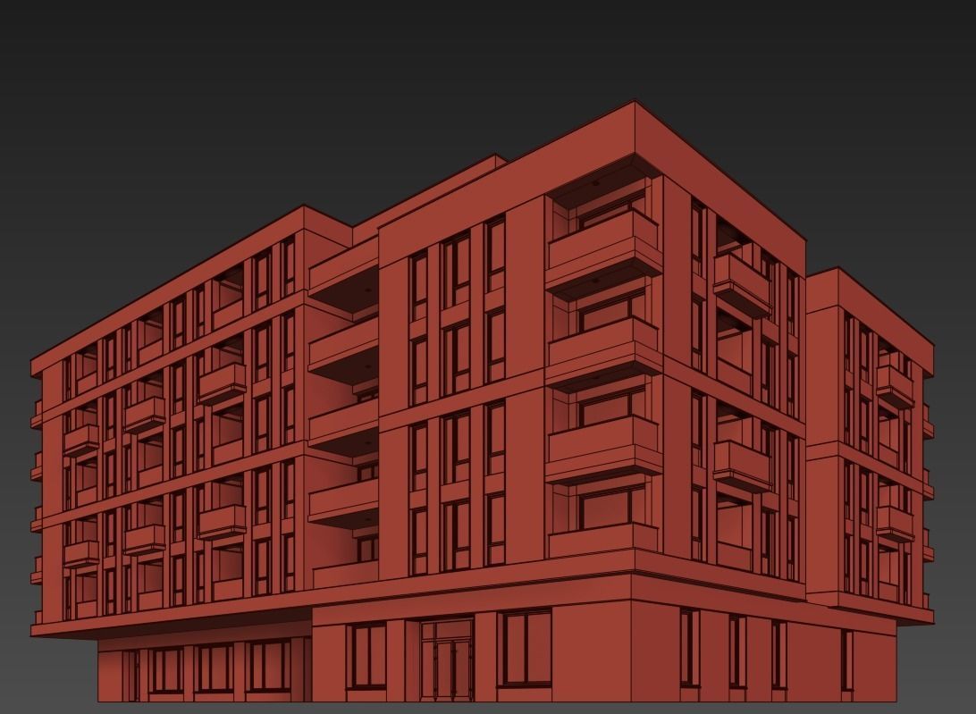 Modern residential building 17 3D model_10