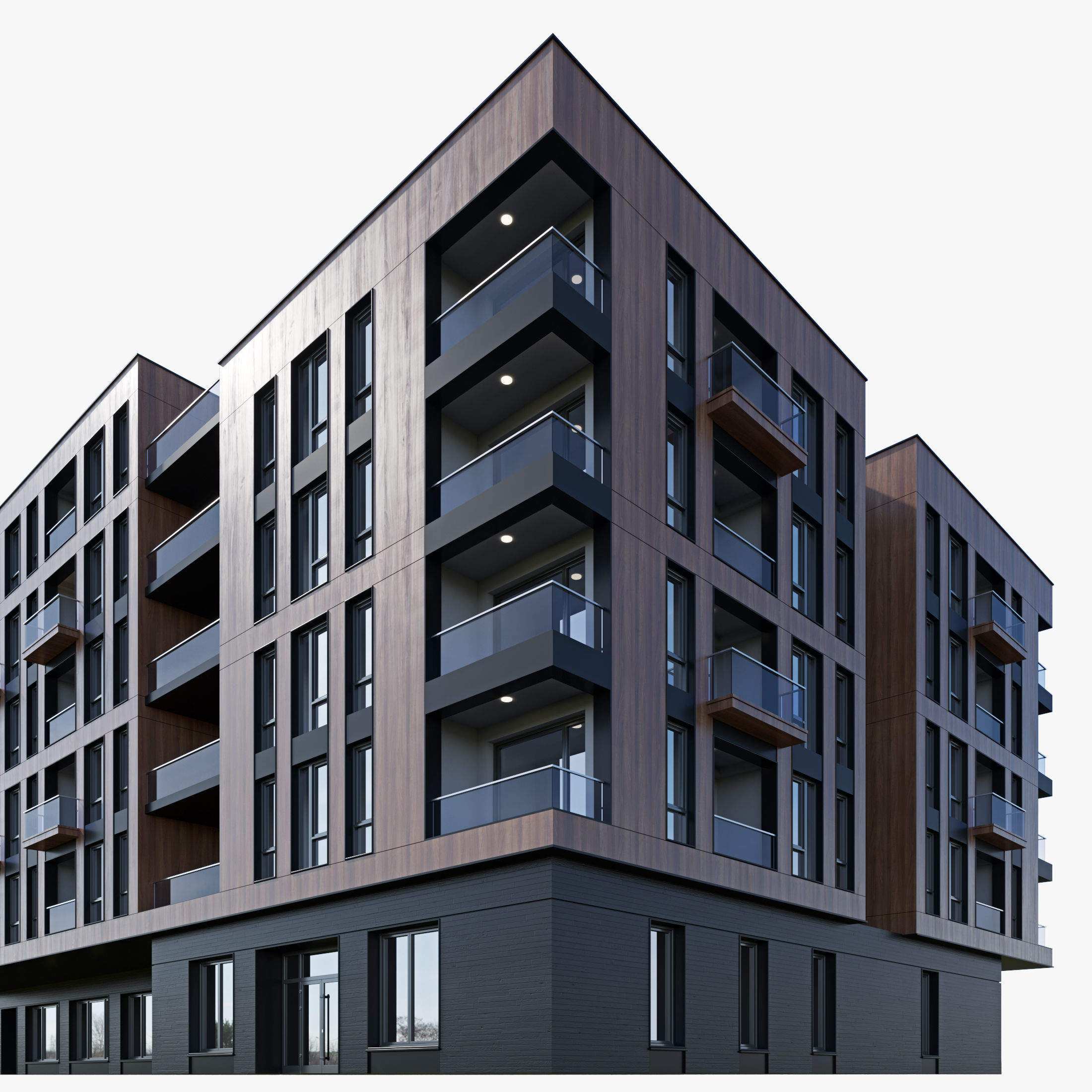 Modern residential building 17 3D model_2