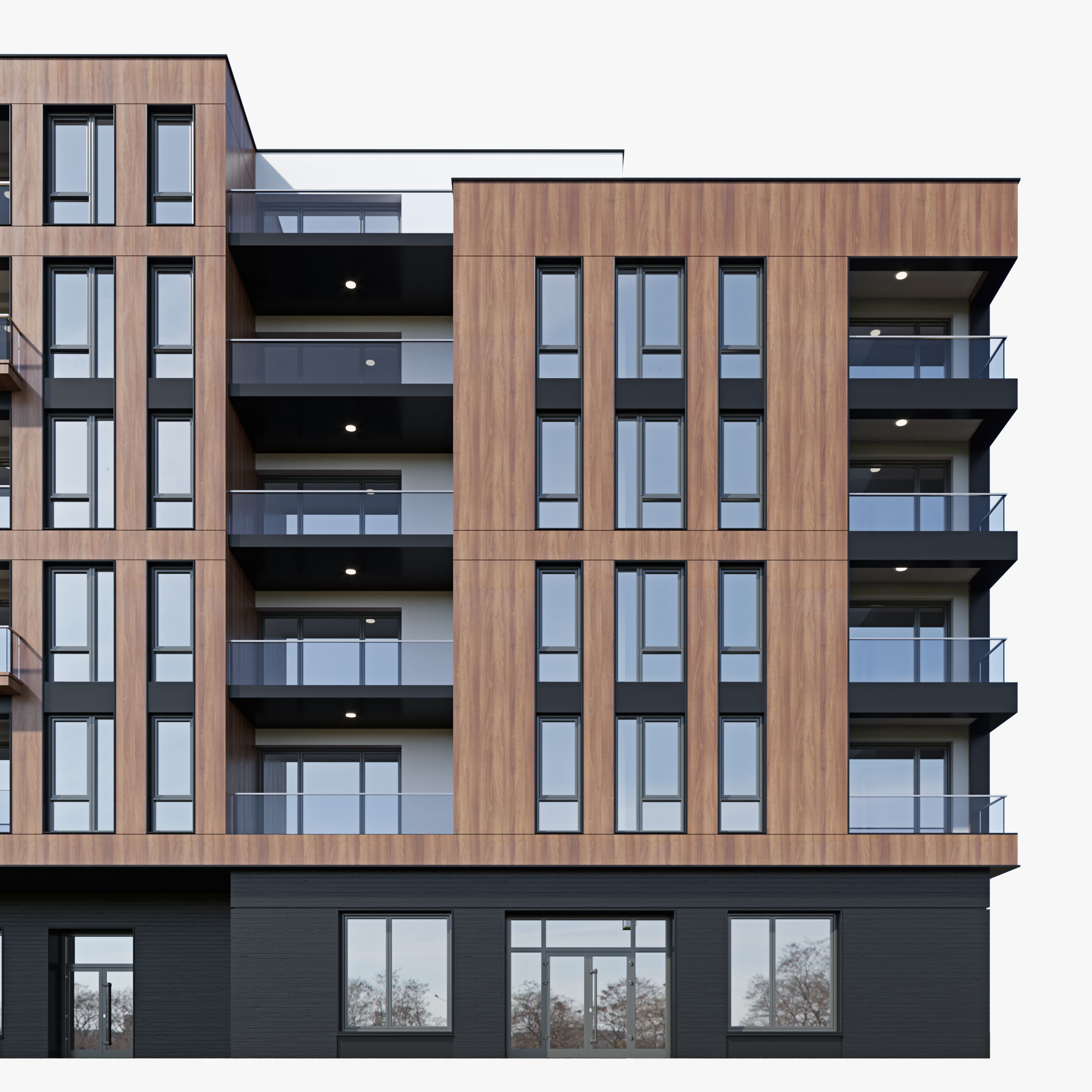 Modern residential building 17 3D model_7