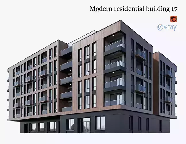 Modern residential building 17 3D model Modern residential building 17 3D model