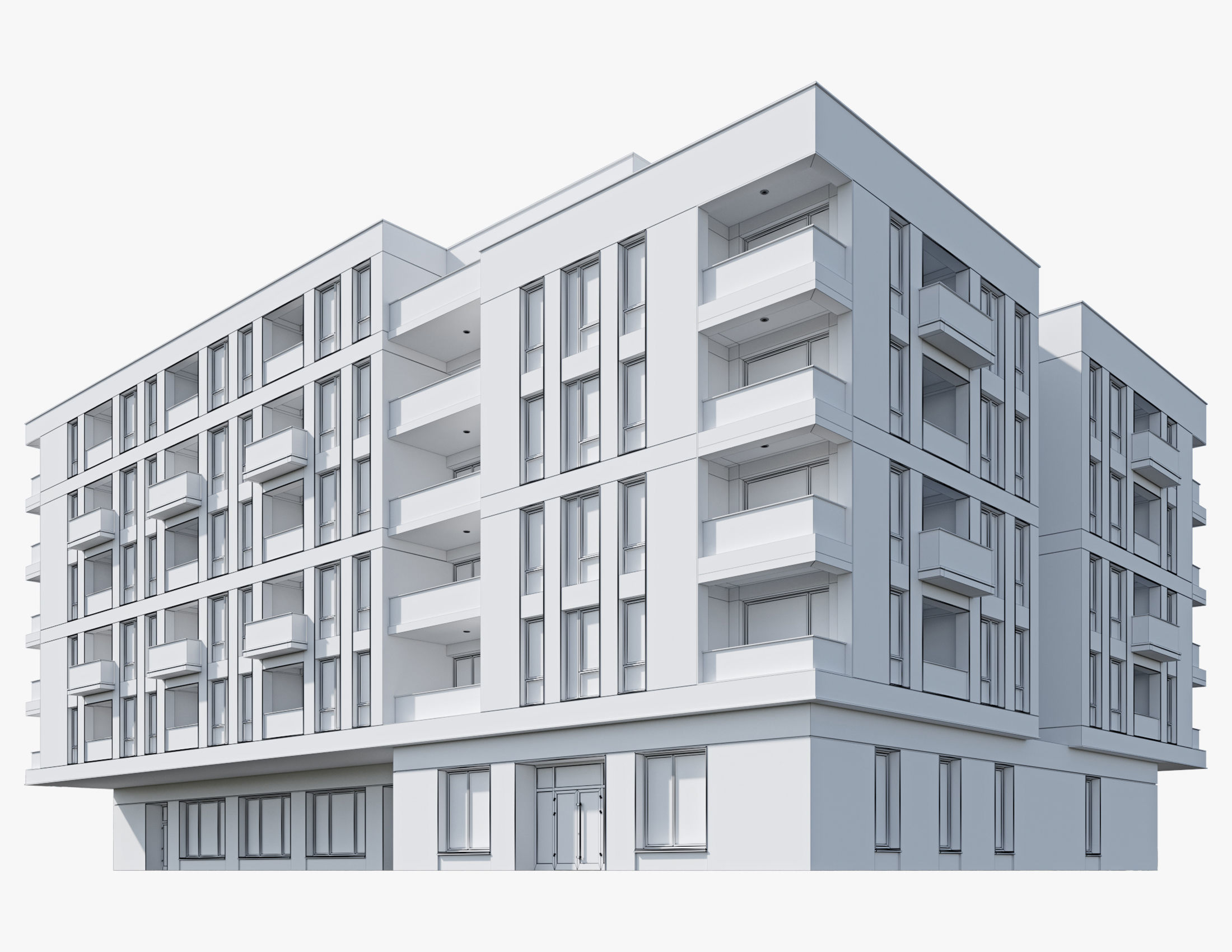Modern residential building 17 3D model_8