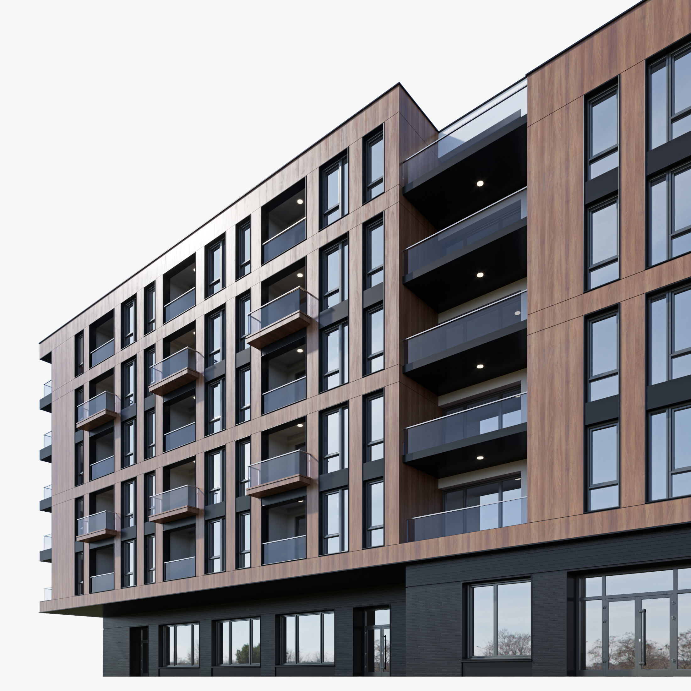 Modern residential building 17 3D model_4