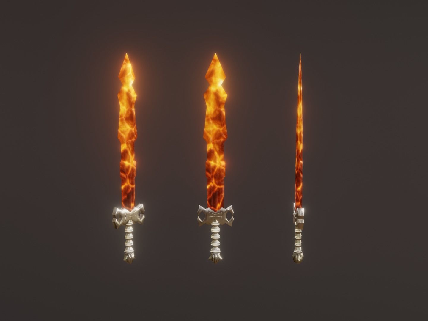 Fantasy Magma Sword - Elemental Sword - Fire Sword Low-poly 3D model_1