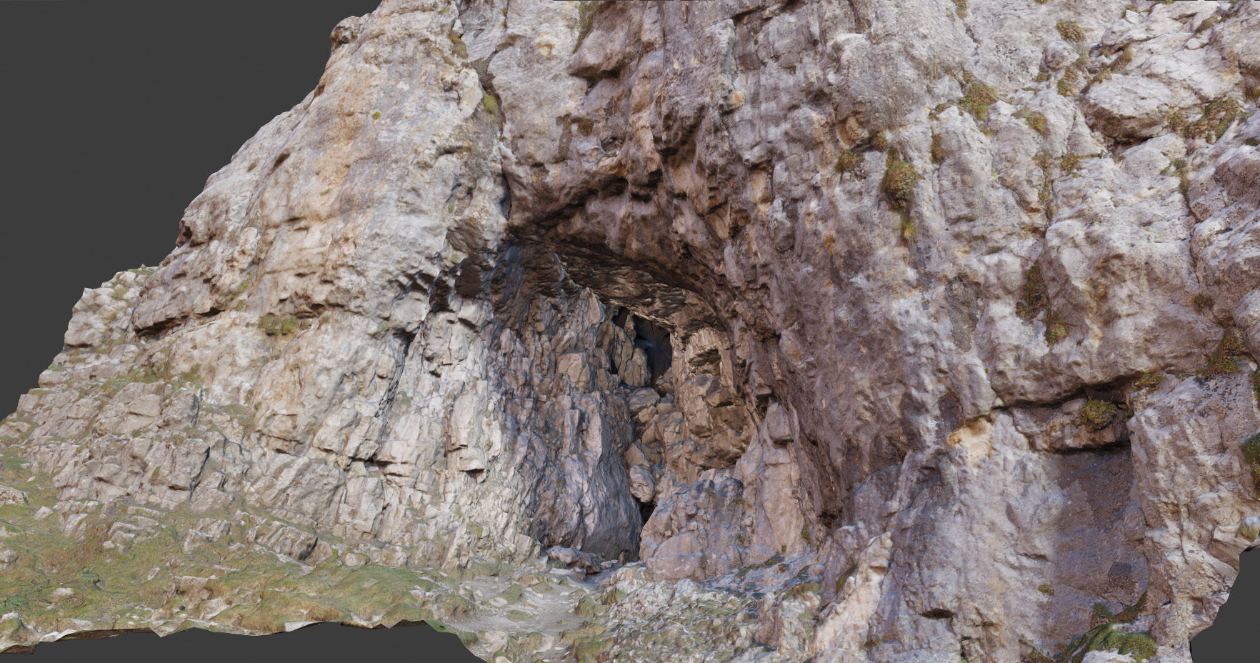 PBR Mountain Cave Entrance Alps Scan Low-poly 3D model_7