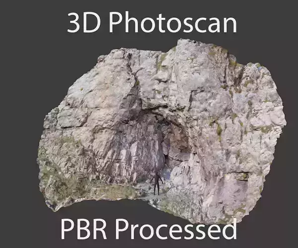 PBR Mountain Cave Entrance Alps Scan Low-poly 3D model