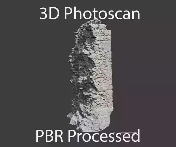 Castle Wall Pillar ruins PBR Scanned Low-poly 3D model