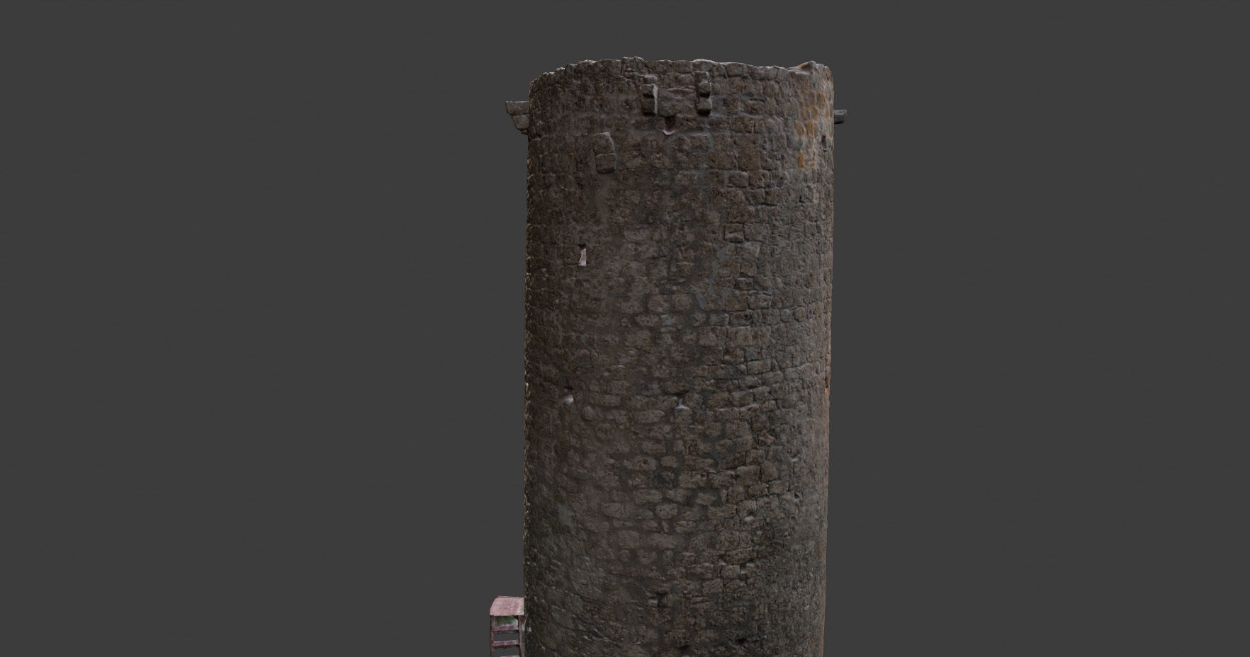 Castle Wall Tower ruins PBR Scanned Low-poly 3D model_9