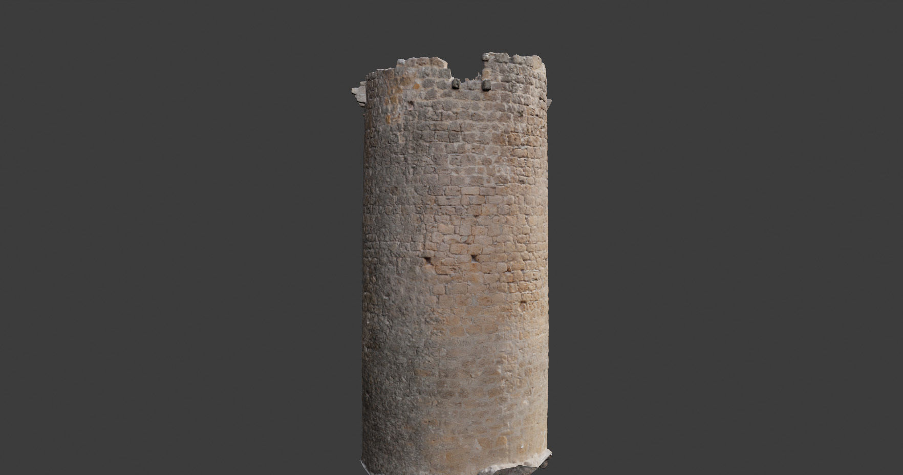 Castle Wall Tower ruins PBR Scanned Low-poly 3D model_2