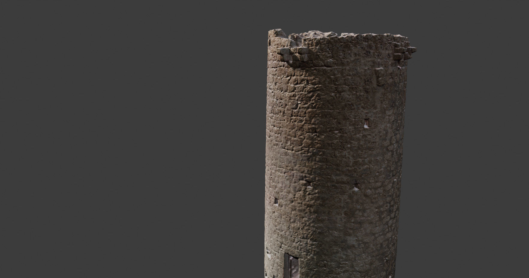Castle Wall Tower ruins PBR Scanned Low-poly 3D model_10