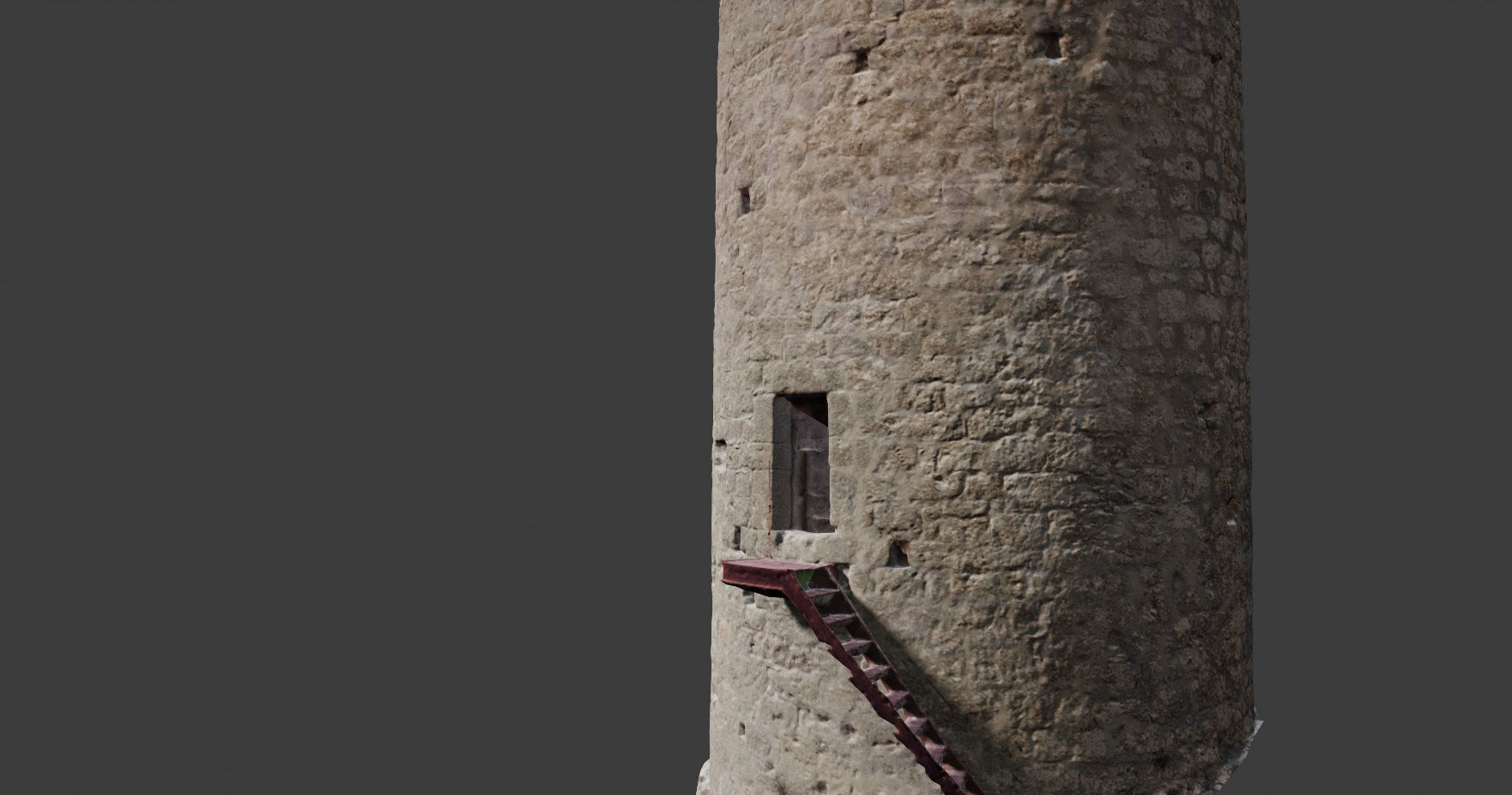Castle Wall Tower ruins PBR Scanned Low-poly 3D model_1