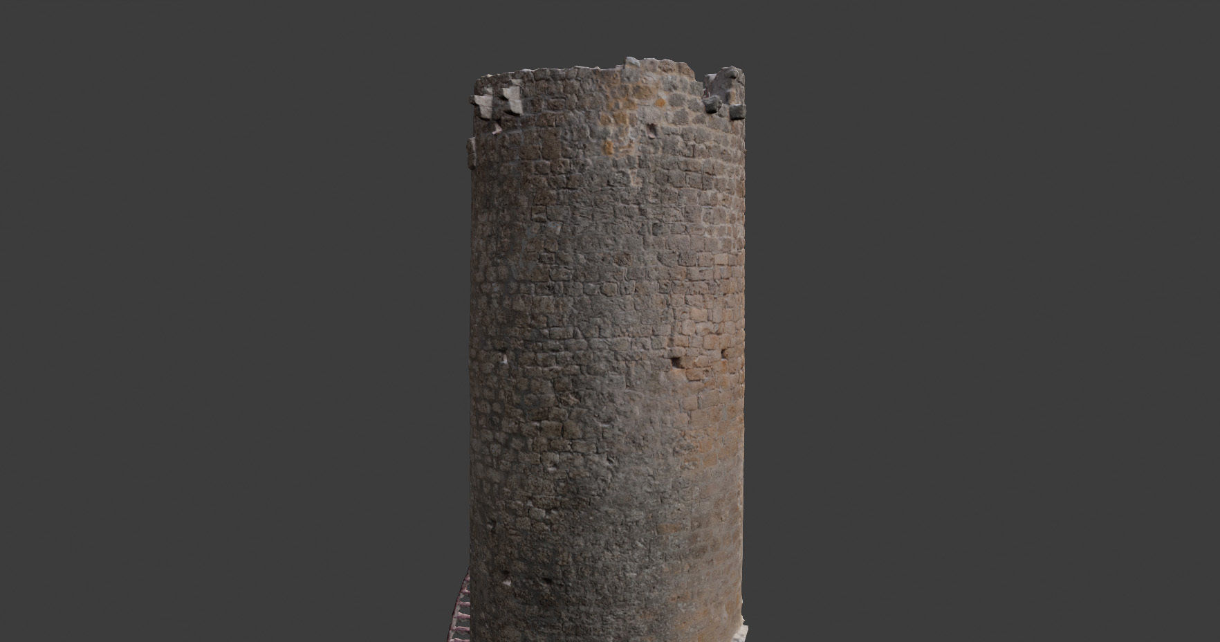 Castle Wall Tower ruins PBR Scanned Low-poly 3D model_8