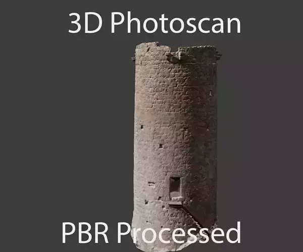 Castle Wall Tower ruins PBR Scanned Low-poly 3D model