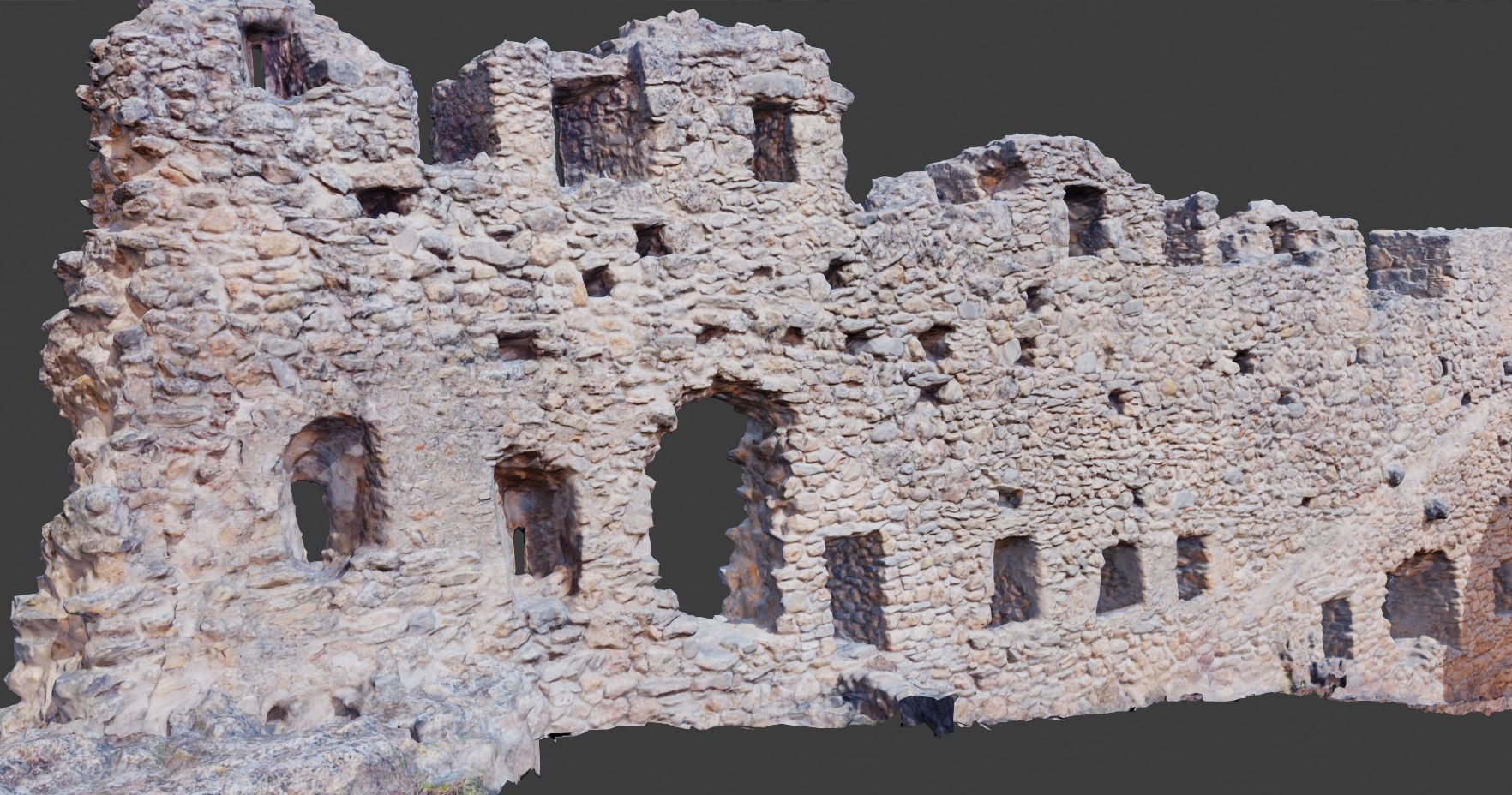 Castle Castle Wall  ruins PBR Scanned Low-poly 3D model_15