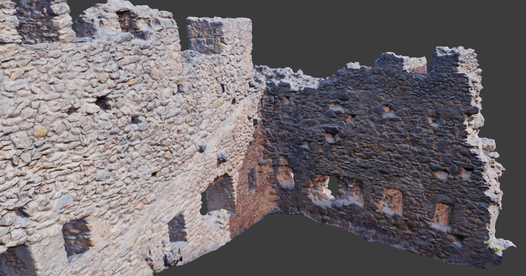Castle Castle Wall  ruins PBR Scanned Low-poly 3D model_1