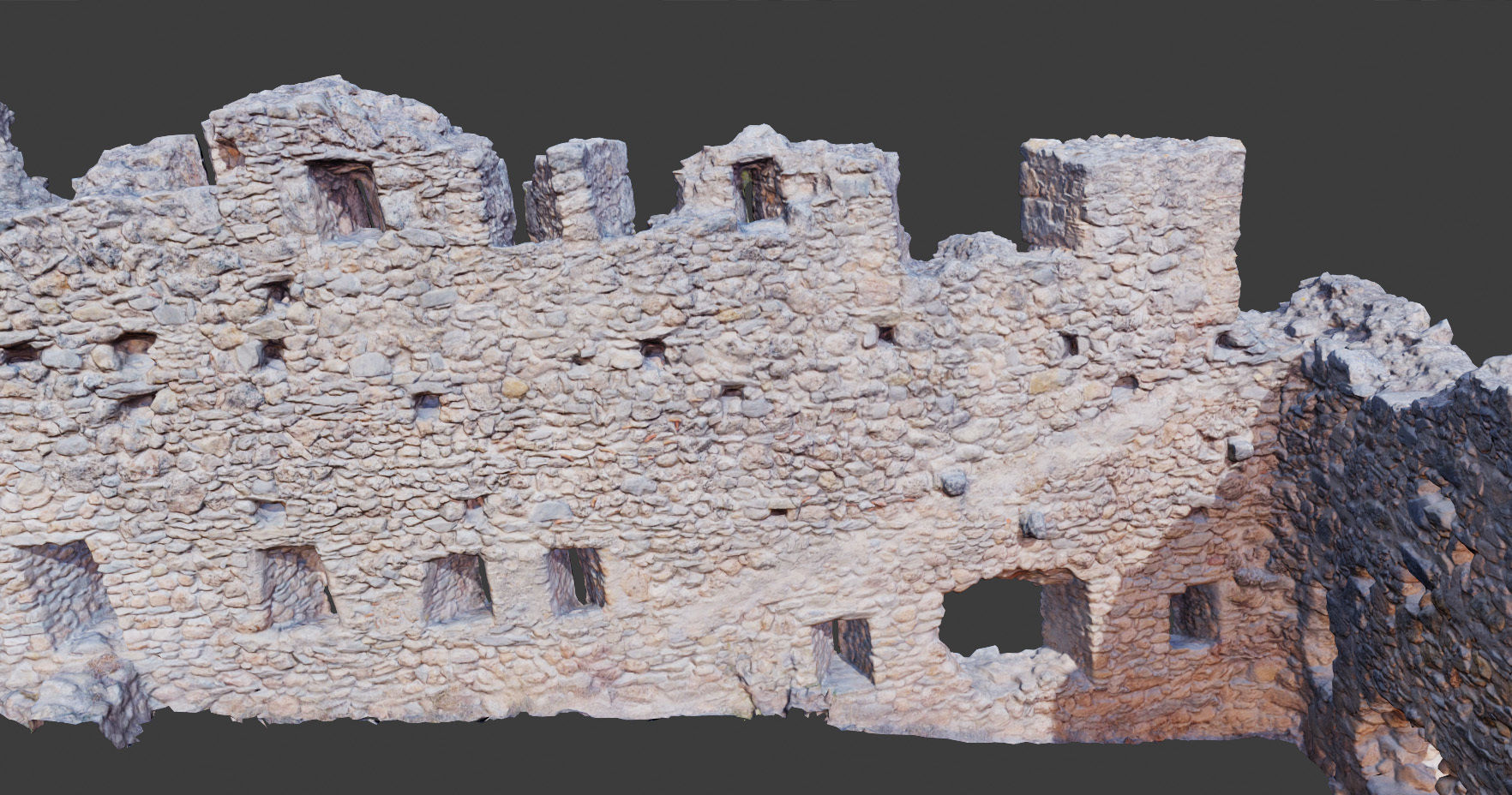 Castle Castle Wall  ruins PBR Scanned Low-poly 3D model_16