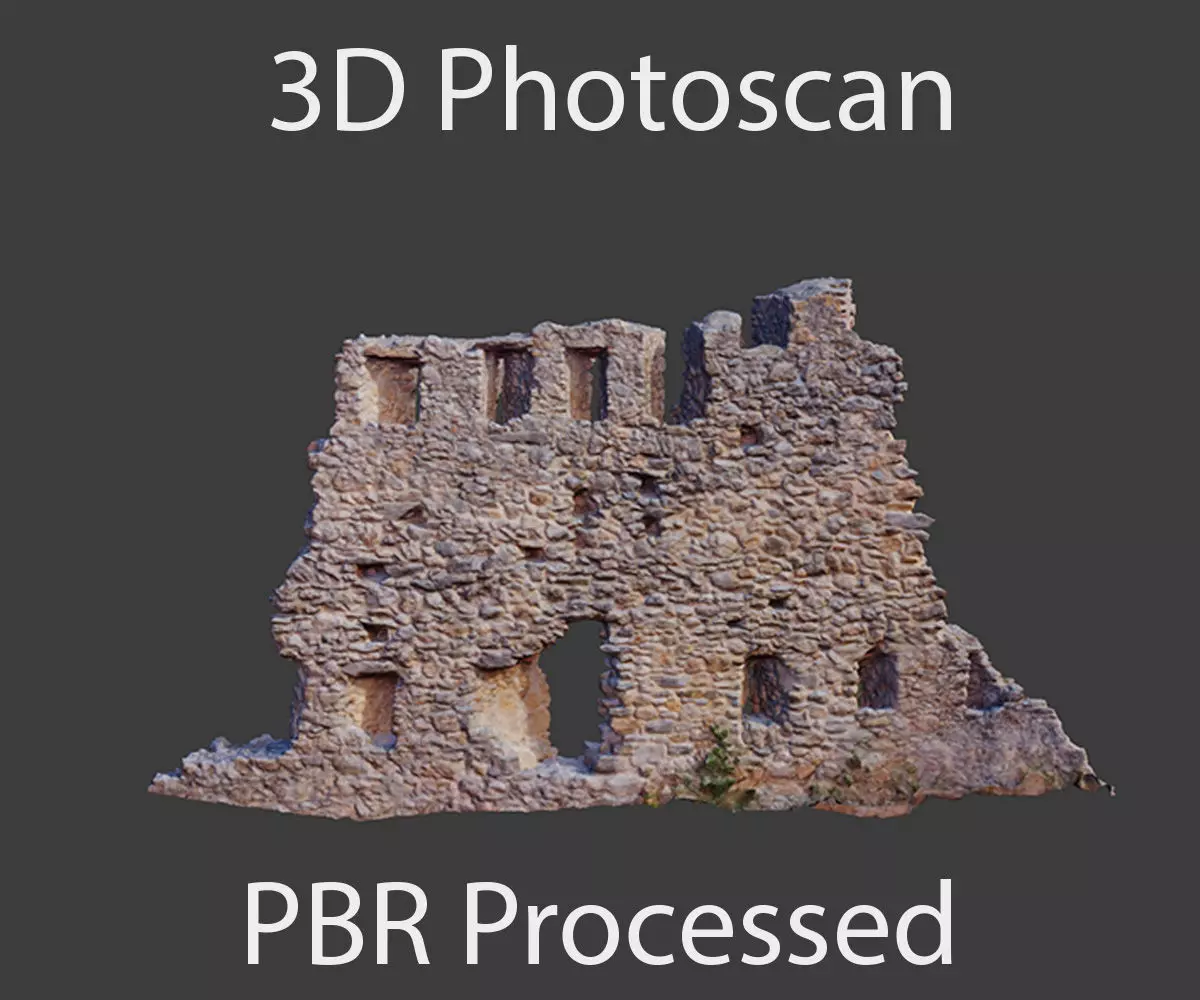 Castle Wall Castle ruins PBR Scanned Low-poly 3D model_0