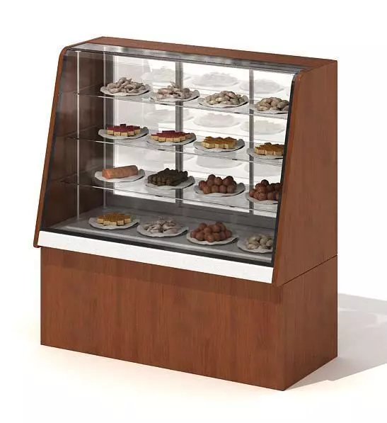 Wood Toned Bakery Display Case 3D model_0