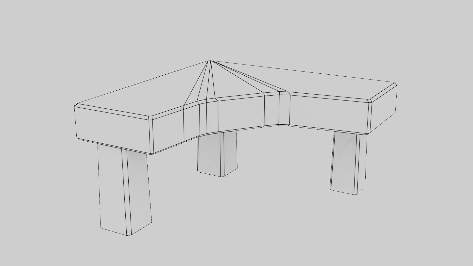 Writing table Low-poly 3D model_15