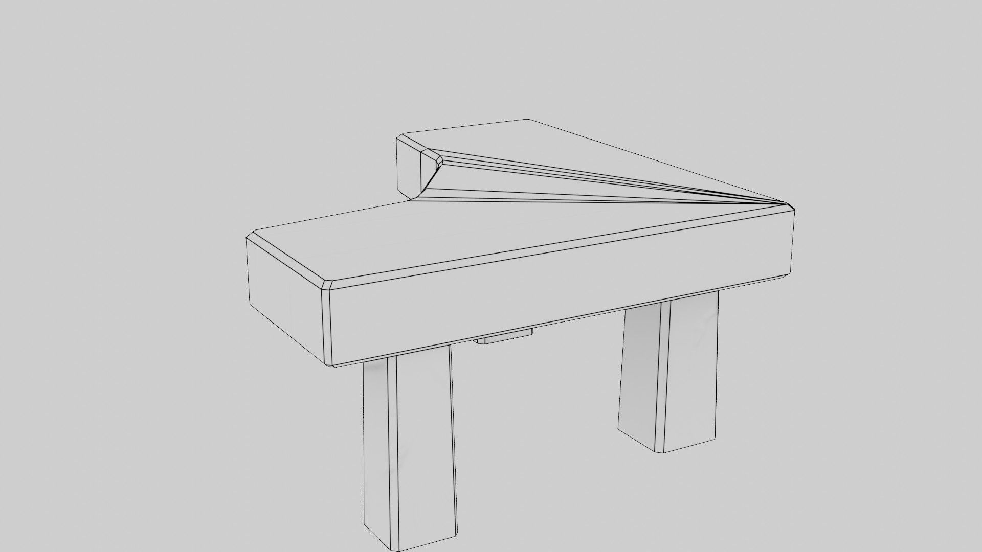 Writing table Low-poly 3D model_7