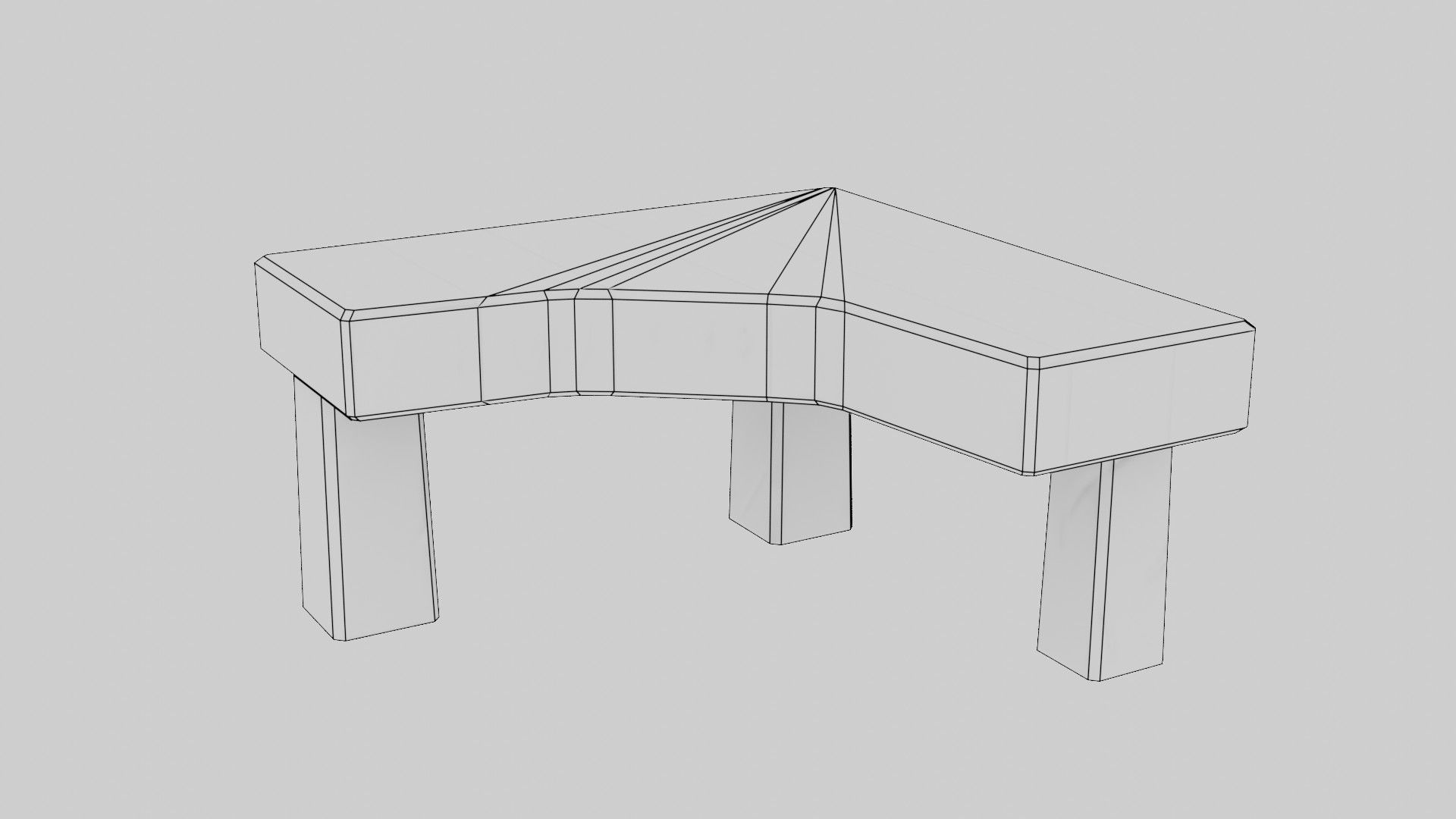 Writing table Low-poly 3D model_13