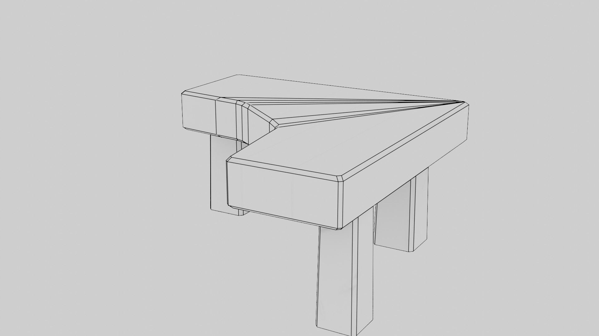 Writing table Low-poly 3D model_9