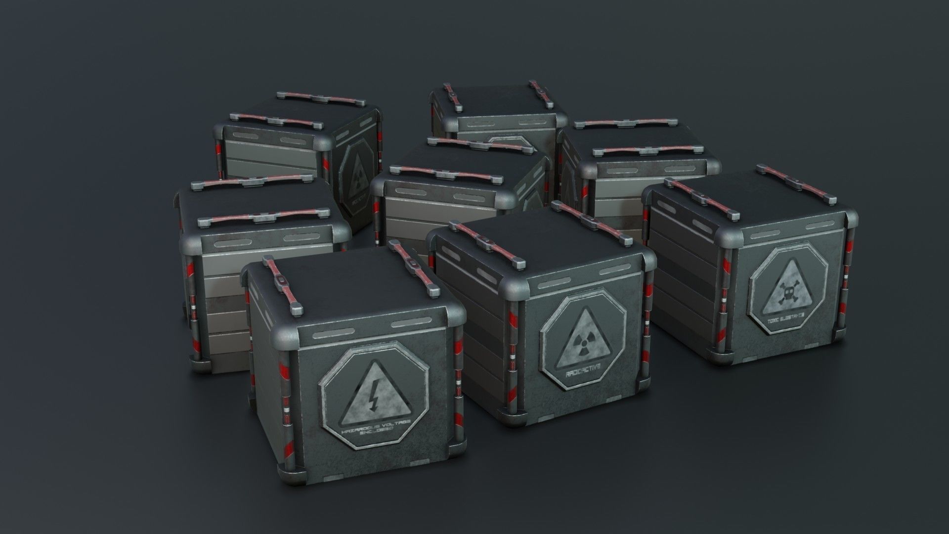 Sci-fi Crates Low-poly 3D model_2