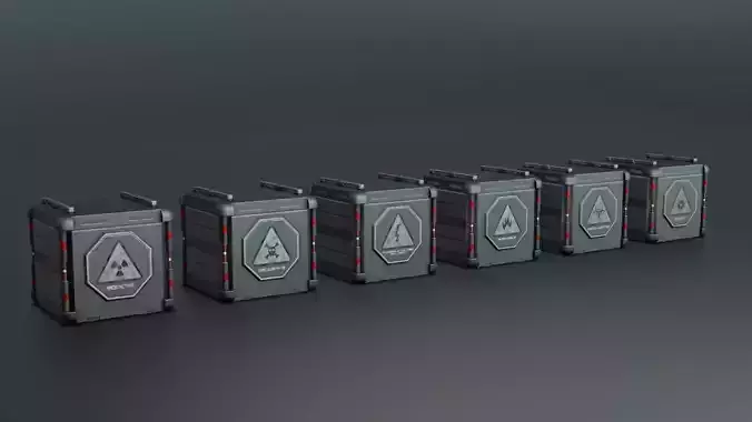 Sci-fi Crates Low-poly 3D model Sci-fi Crates Low-poly 3D model