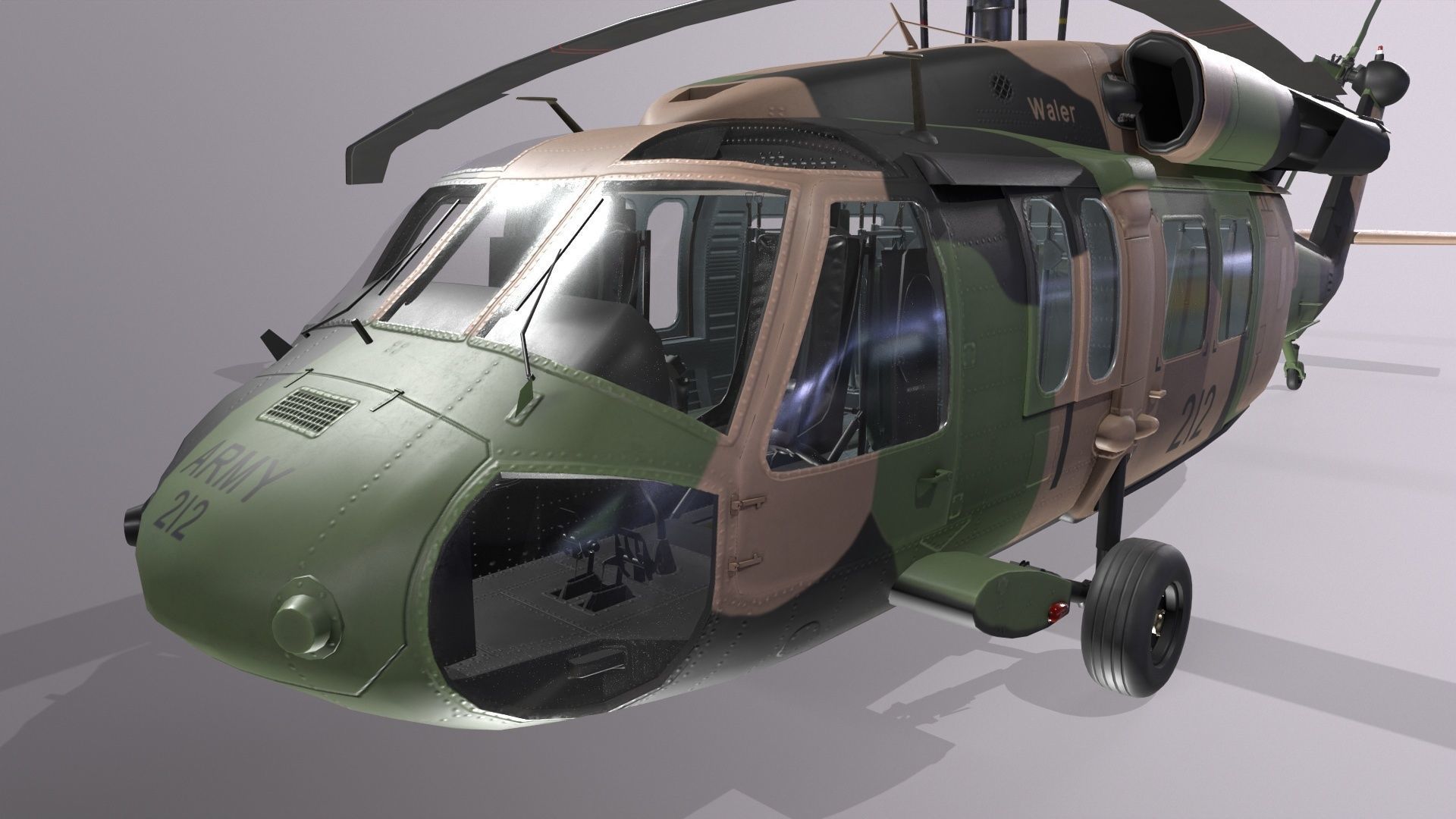 UH-60 Black Hawk Australian Army Static Low-poly 3D model_6