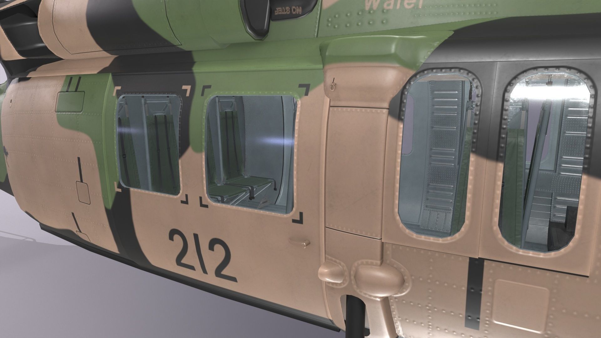UH-60 Black Hawk Australian Army Static Low-poly 3D model_12