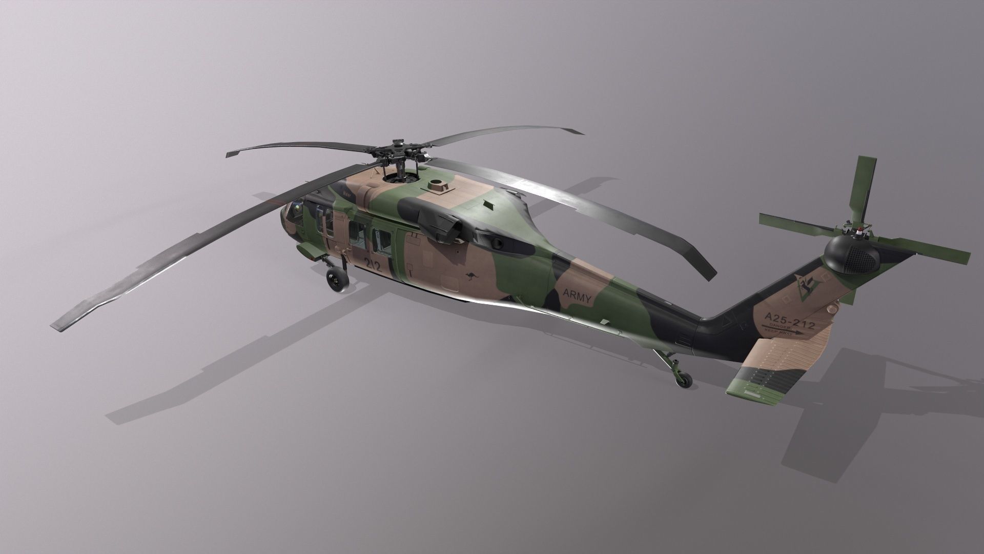 UH-60 Black Hawk Australian Army Static Low-poly 3D model_3