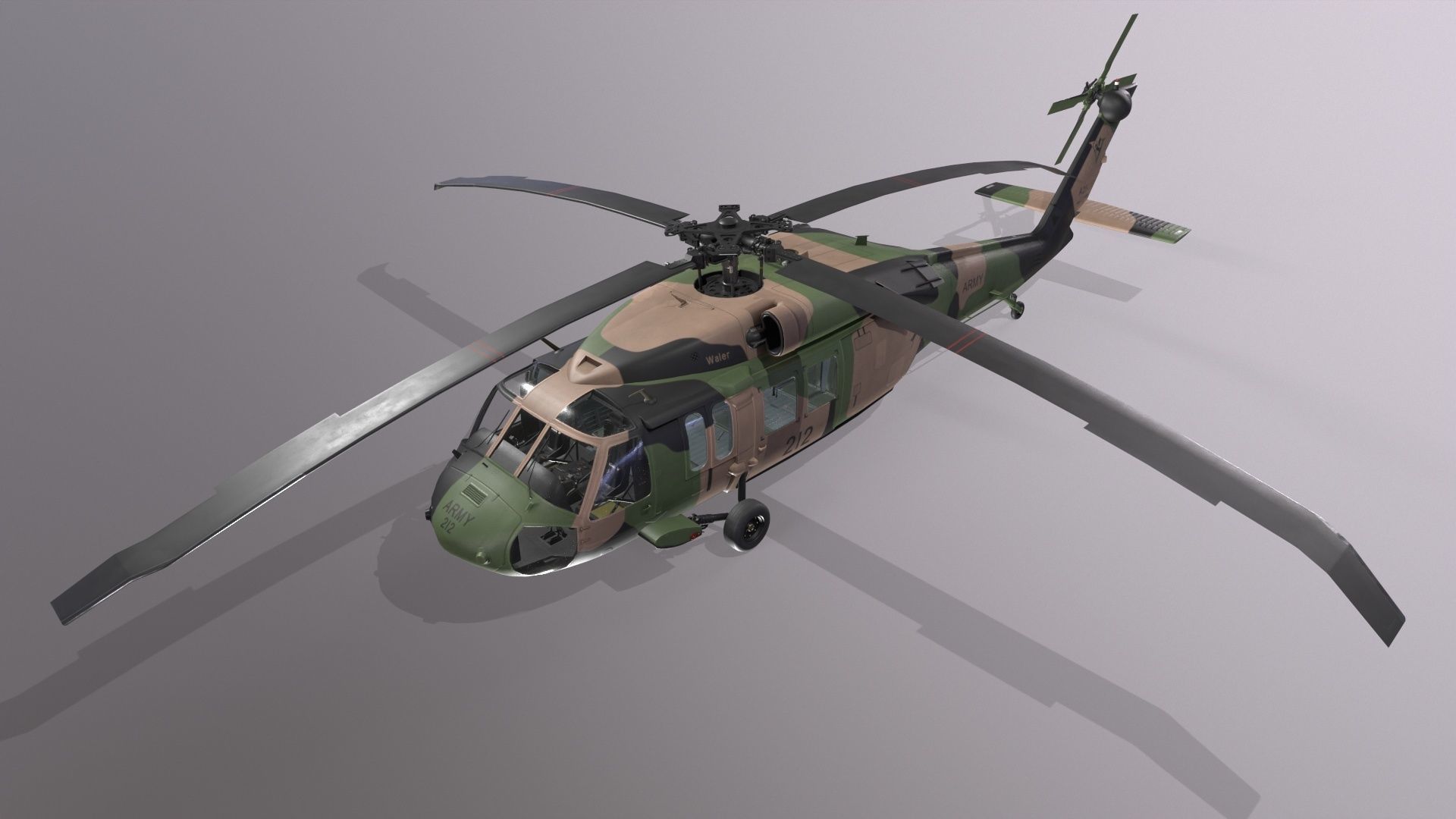 UH-60 Black Hawk Australian Army Static Low-poly 3D model_2