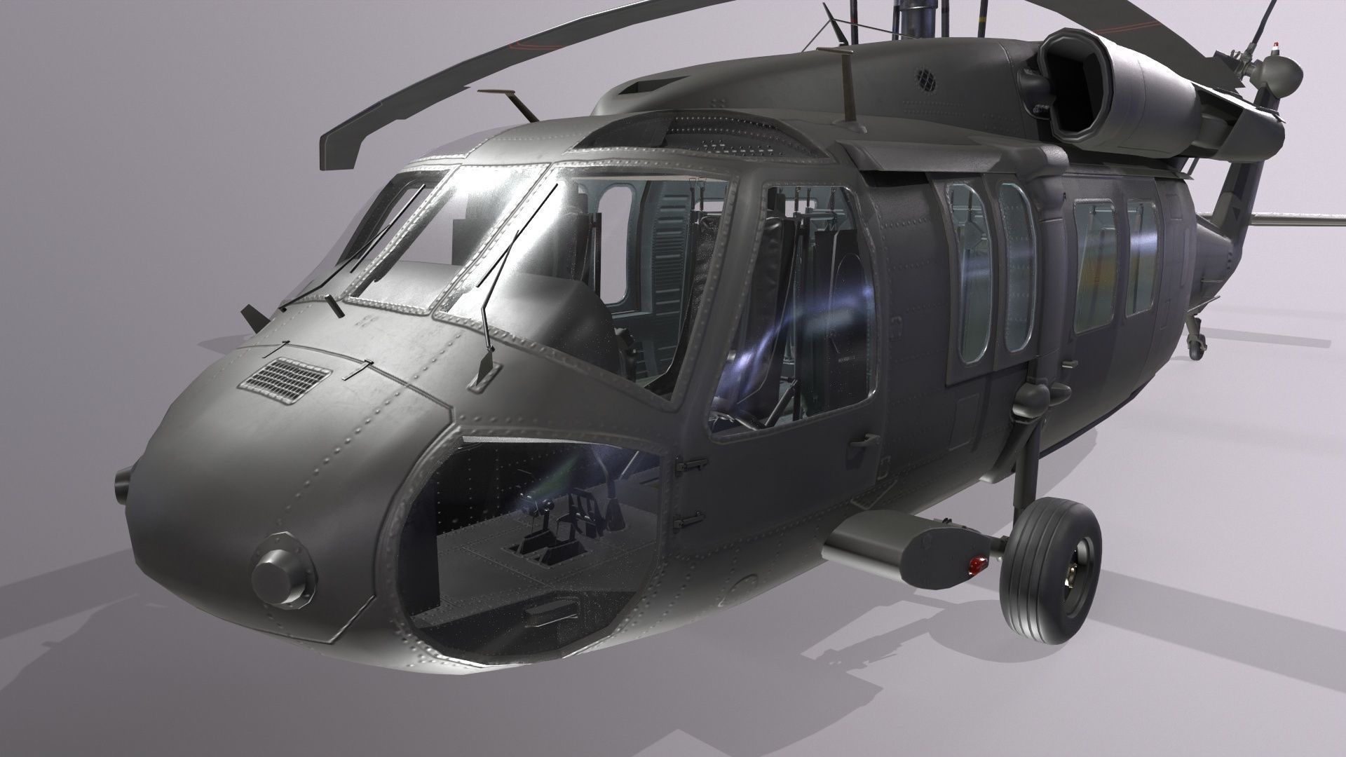 UH-60 Black Hawk Dark Static Low-poly 3D model_6