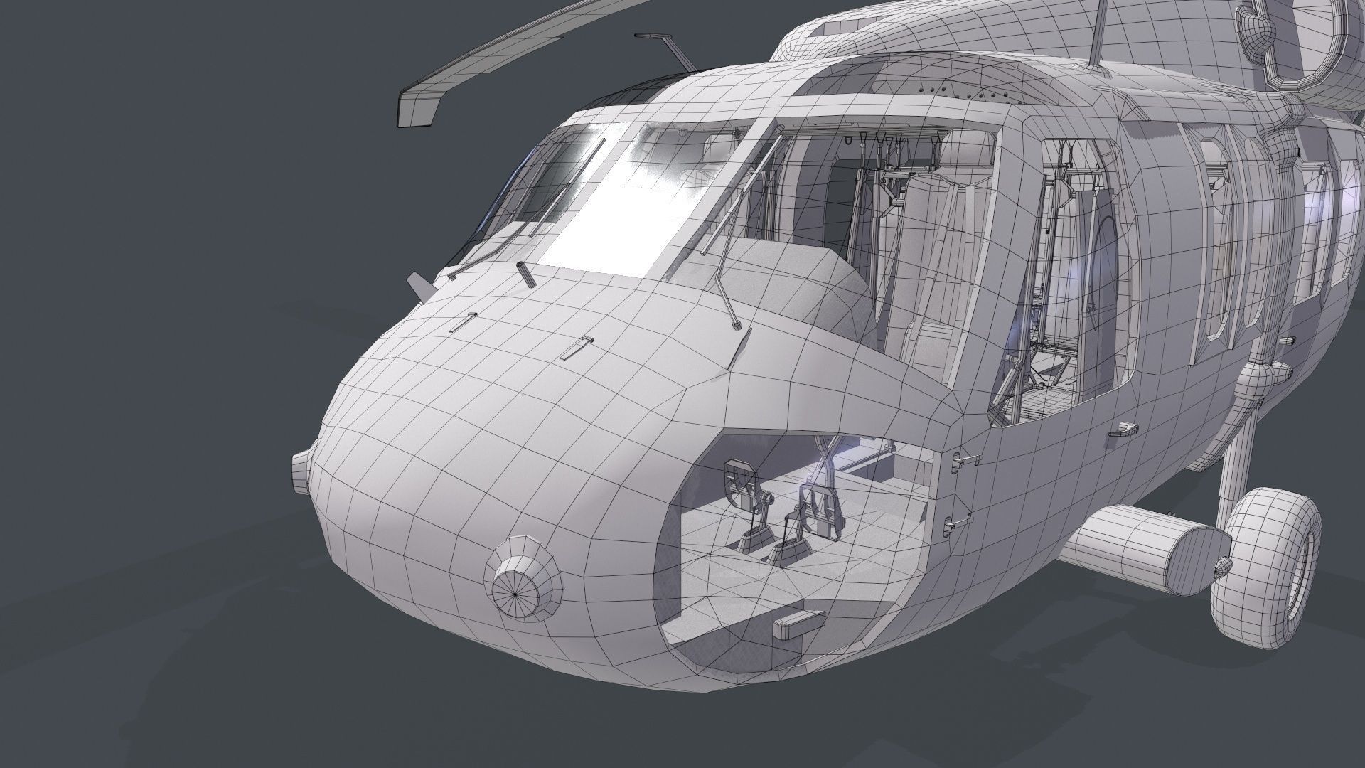 UH-60 Black Hawk Dark Static Low-poly 3D model_30