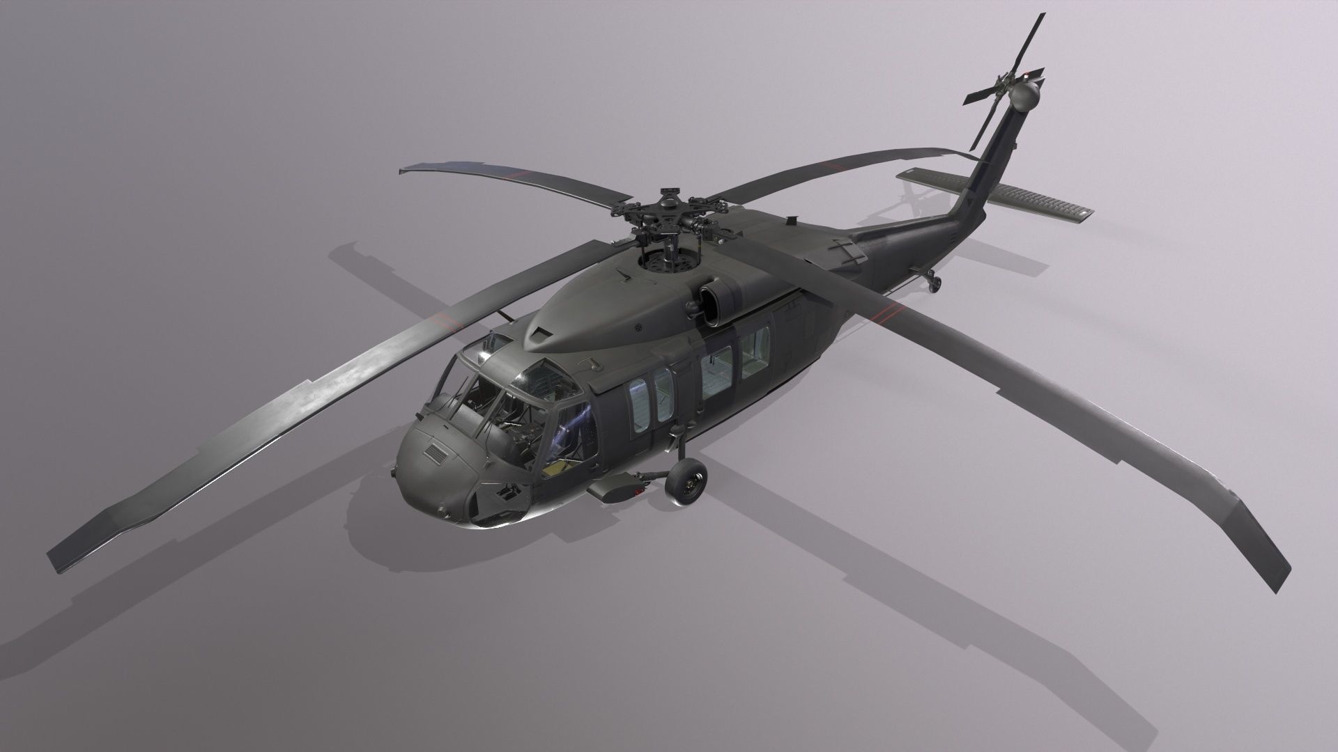 UH-60 Black Hawk Dark Static Low-poly 3D model_2